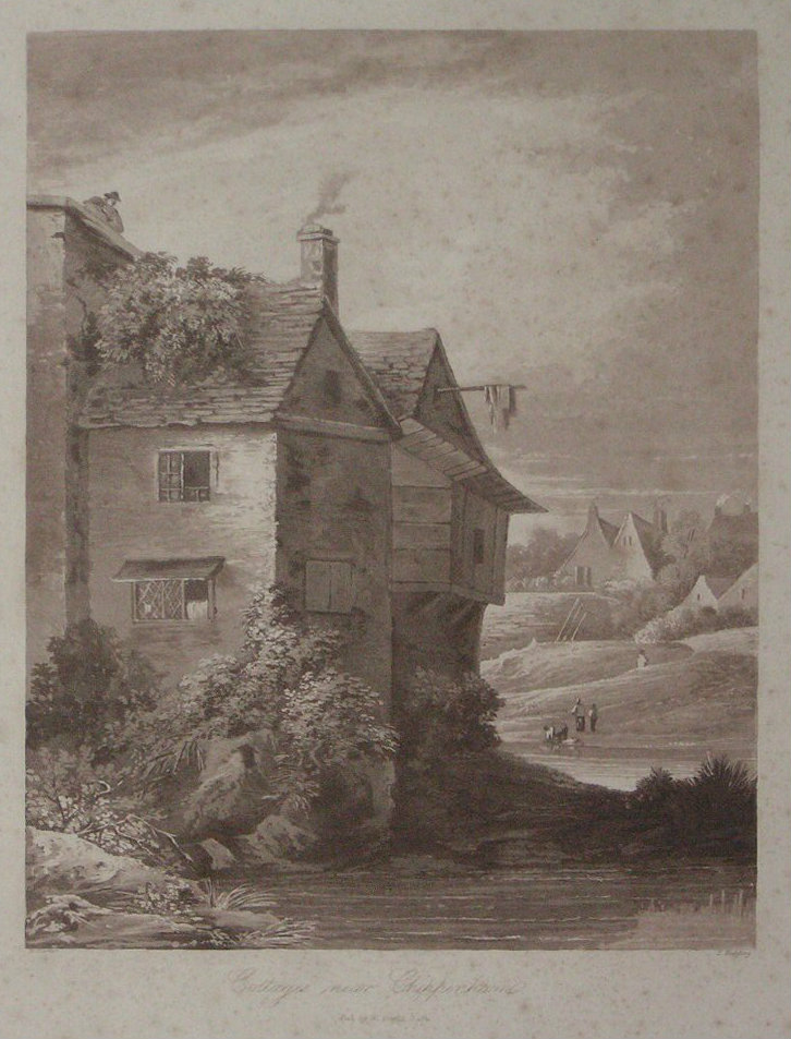 Aquatint - Cottages near Chippenham - Fielding